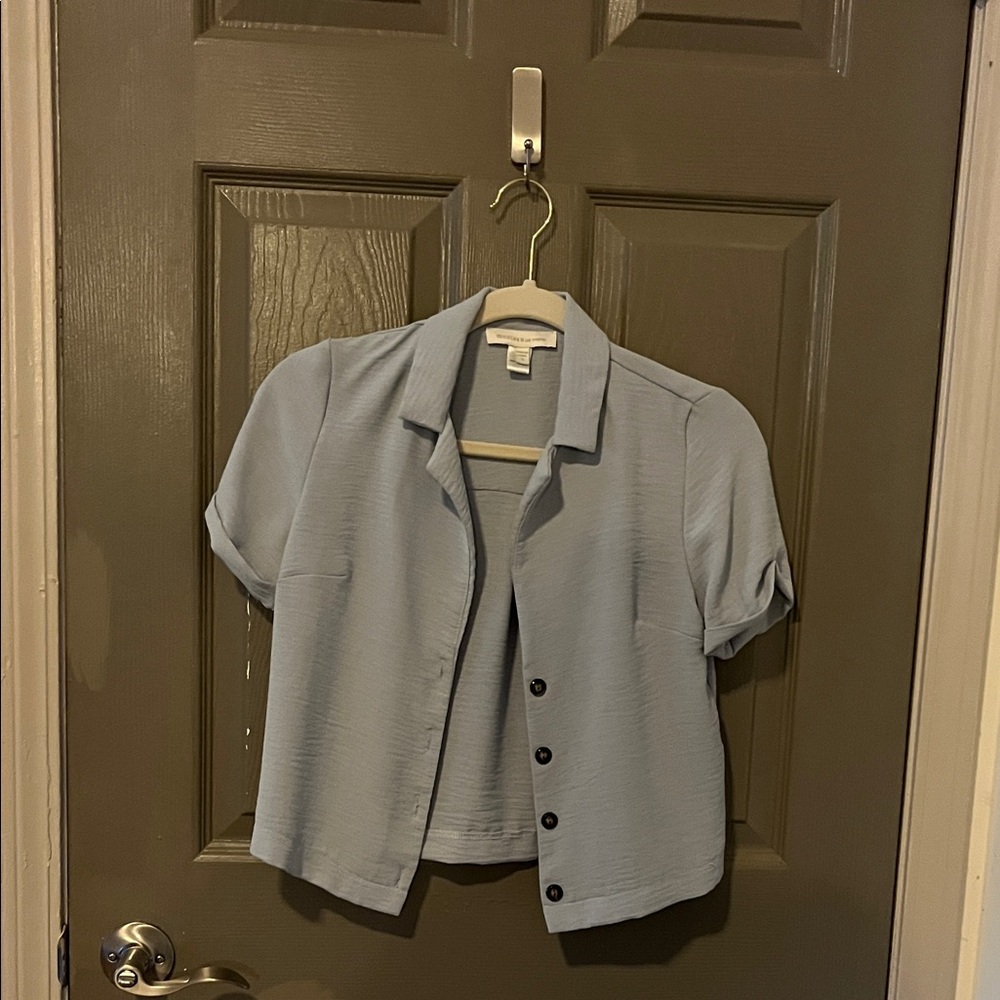 Chic Light Blue Short Sleeve Blouse